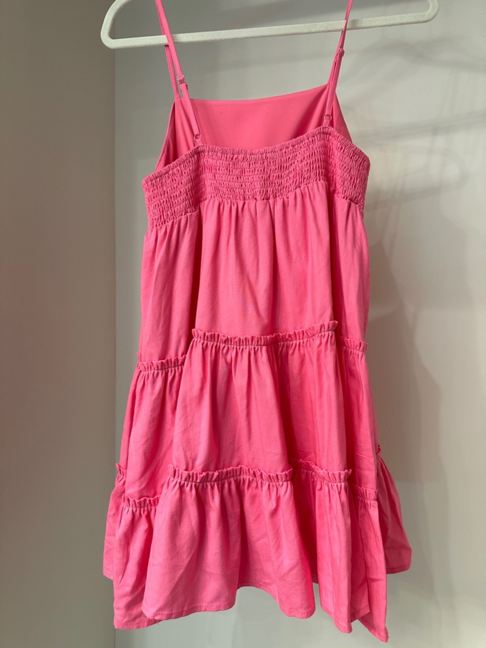 Pink Lily small Bright Hot Pink Tiered Sundress with shorts. Like new - Picture 2 of 4